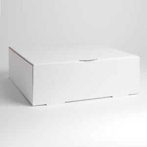 Corrugated Card White Cake Box 10x10x6 Inch Tall (255x255x150mm Tall)