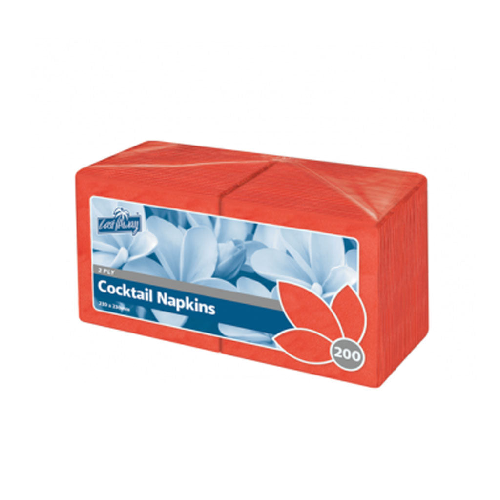 Castaway 2ply Cocktail Napkins Red 200/Pack