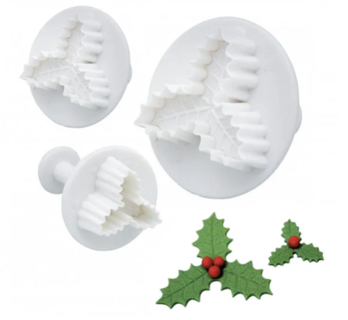 Cake Craft Holly 3 Leaf Plunger Cutters 3/Pack