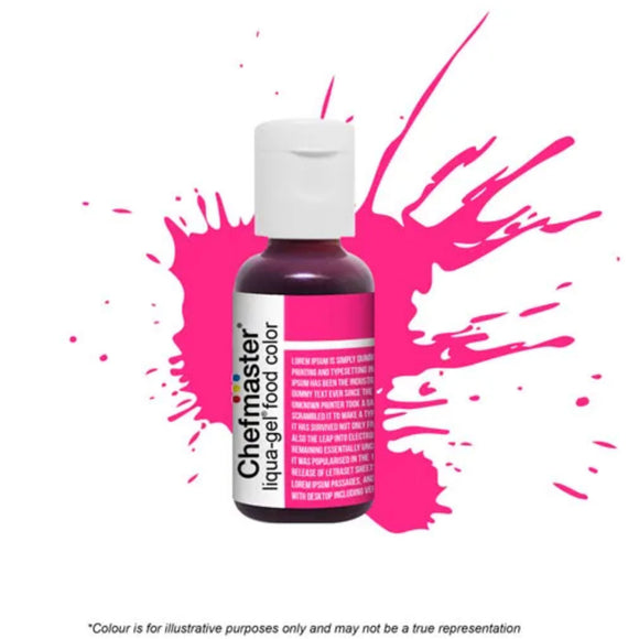 Chefmaster Fuchsia Pink Gel Food Colouring in 20ml drop bottle for ease of use