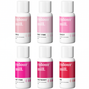 Colour Mill Pink 6 Pack Oil Based Food Colouring 6 x 20ml (Rose, Baby Pink, Candy, Hot Pink, Raspberry, Red)