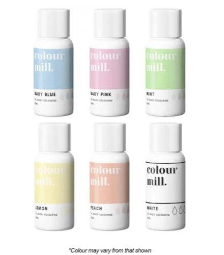 Colour Mill Pastel 6 Pack Food Colour 6 x 20ml (Baby Blue, Baby Pink, Mint Green, Lemon Yellow, Peach, White)