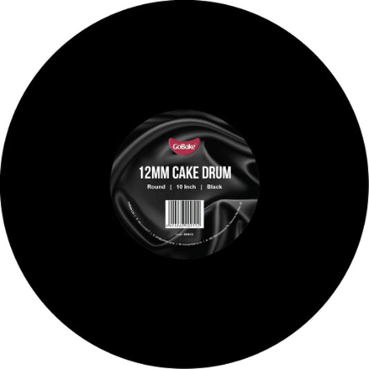 Cake Board Round Black 10 Inch | 12mm Drum Board