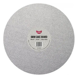 Cake Board Round Glitter Silver 10 Inch | 6mm Thick Masonite