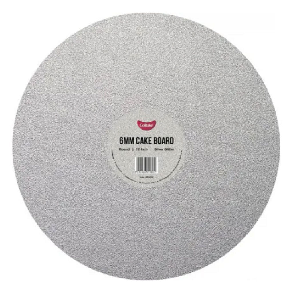 Cake Board Round Glitter Silver 12 Inch | 6mm Thick Masonite