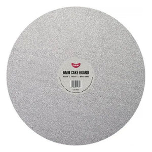 Cake Board Round Glitter Silver 14 Inch | 6mm Thick Masonite