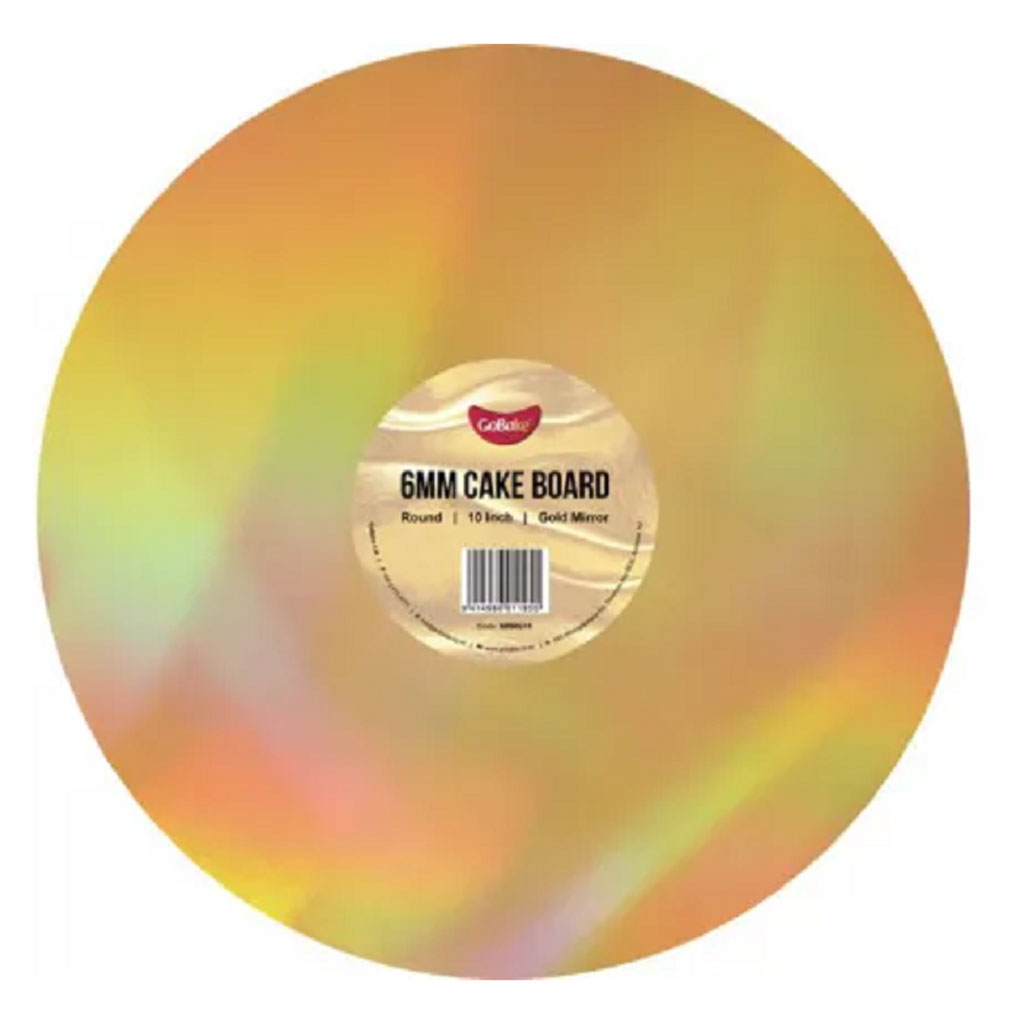 Cake Board Round Mirror Gold 10 Inch | 6mm Thick Masonite