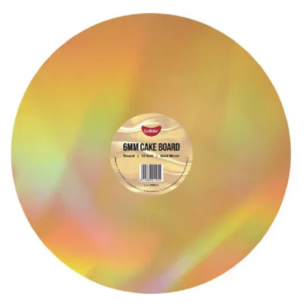Cake Board Round Mirror Gold 12 Inch | 6mm Thick Masonite