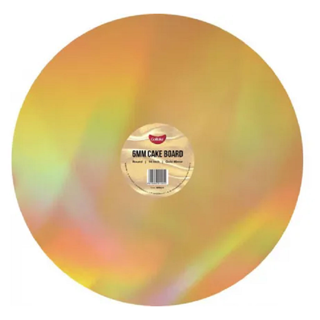 Cake Board Round Mirror Gold 14 Inch | 6mm Thick Masonite