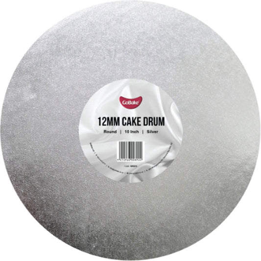 Cake Board Round Silver 10 Inch | 12mm Drum Board