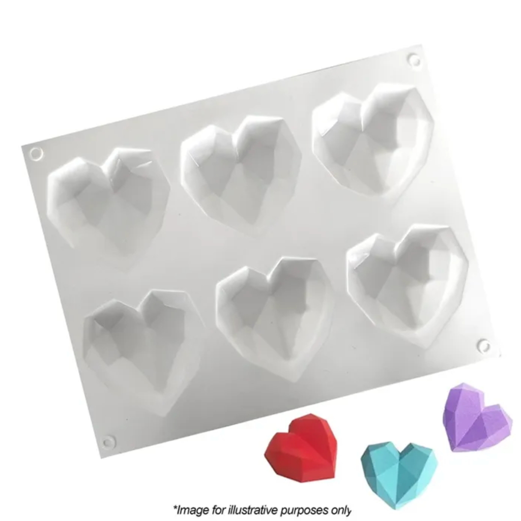 Cake Craft 6 Mini 3D Geo Heart Silicone Mould