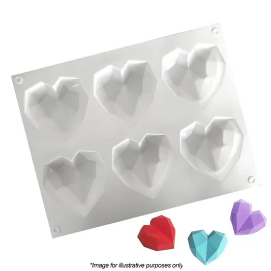 Cake Craft 6 Mini 3D Geo Heart Silicone Mould