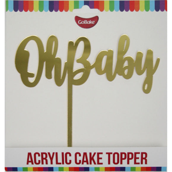 GoBake Acrylic Cake Topper Oh Baby Gold