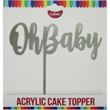 GoBake Acrylic Cake Topper Oh Baby Silver