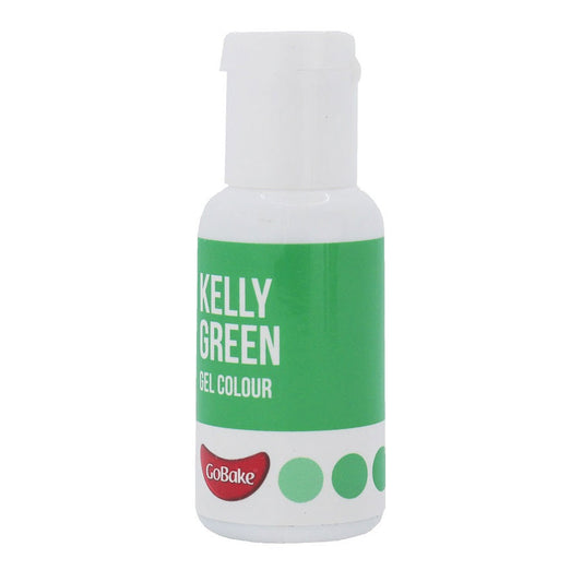 GoBake Kelly Green Gel Food Colour 21g in white easy to use drop bottle