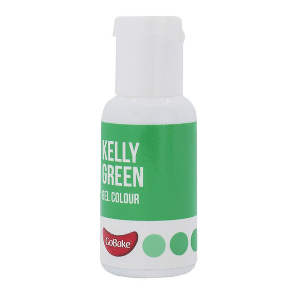 GoBake Kelly Green Gel Food Colour 21g in white easy to use drop bottle