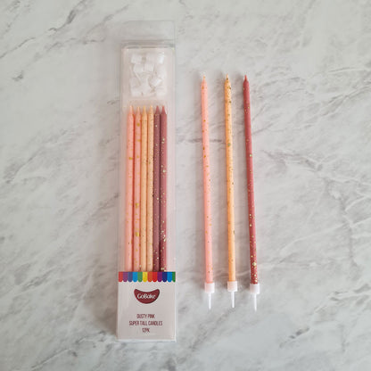 GoBake Candles Super Tall 18cm Ombre Dusty Pink 12/Pack