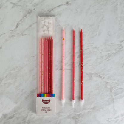 GoBake Candles Super Tall 18cm Ombre Pink Charlotte 12/Pack