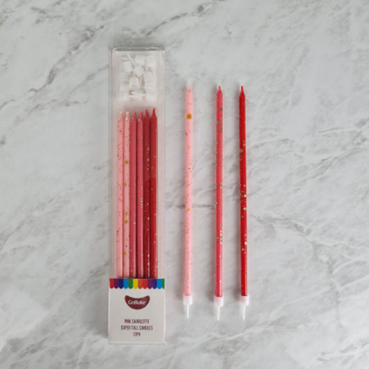 GoBake Candles Super Tall 18cm Ombre Pink Charlotte 12/Pack