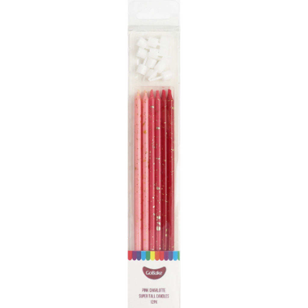 GoBake Candles Super Tall 18cm Ombre Pink Charlotte 12/Pack