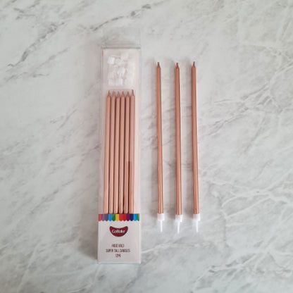 GoBake Candles Super Tall 18cm Rose Gold 12/Pack