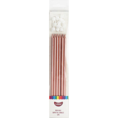 GoBake Candles Super Tall 18cm Rose Gold 12/Pack