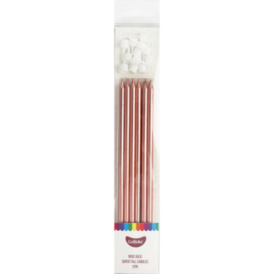 GoBake Candles Super Tall 18cm Rose Gold 12/Pack