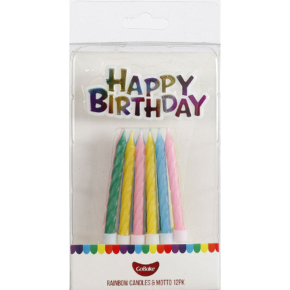 GoBake Candles & Motto Rainbow 12/Pack