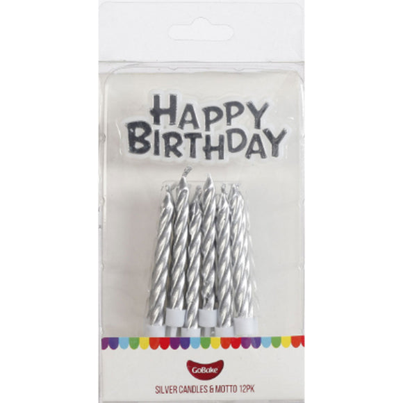 GoBake Candles & Motto Silver 12/Pack