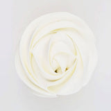 white buttercream rose piped on to a muffin using the gobake super white gel colour
