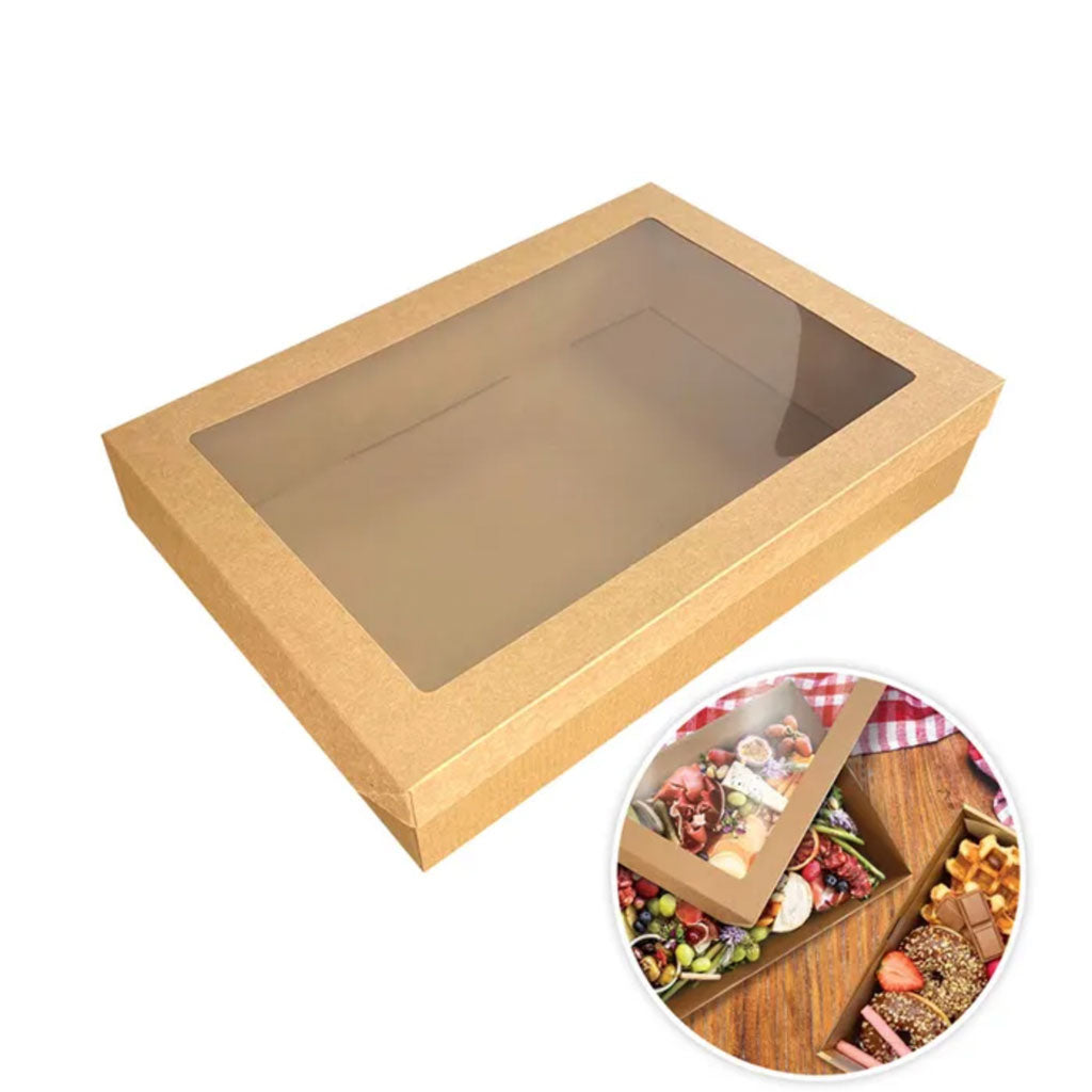 medium Kraft brown grazing catering box with window 