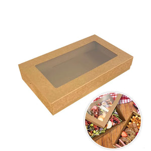 small Kraft brown grazing catering box with window (separate lid and Base) 