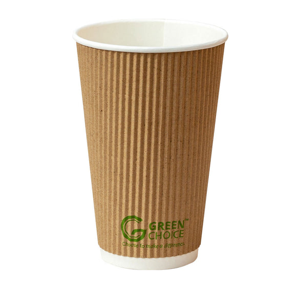 Green Choice Double Wall Ripple PLA 16oz Coffee Cup 25/Pack