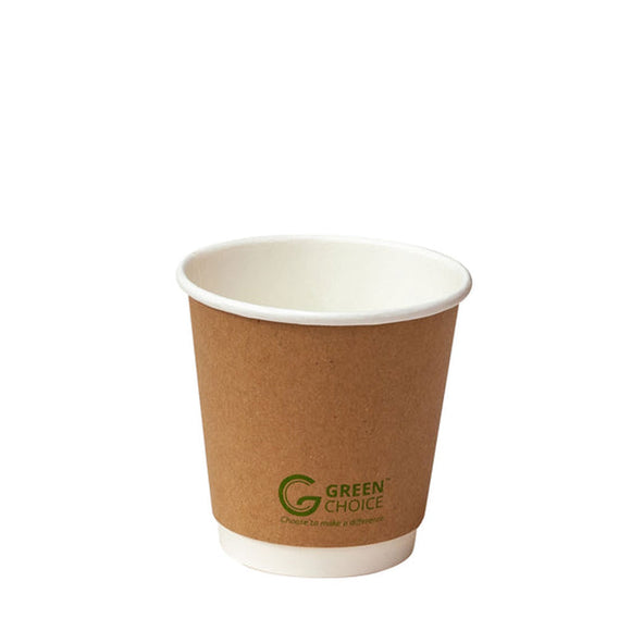 green choice 8oz brown plastic lined smooth double wall coffee cup 240ml