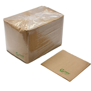 Green Choice Kraft Brown Serviettes Napkins in a pack of 500 with green choice printed on the corner
