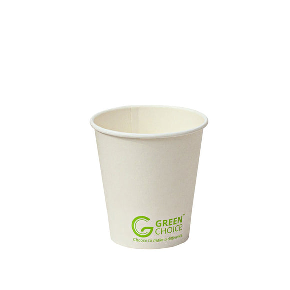 green choice 8oz single wall pla lined white coffee cup