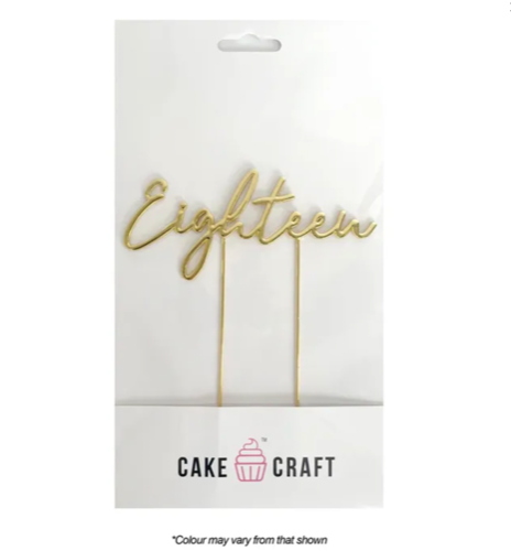 Cake Craft Eighteen Metal Cake Topper Gold 12cm – Lloyd Holt Packaging