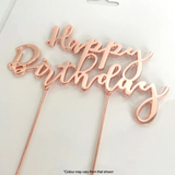 Cake Craft Happy Birthday Style #1 Metal Cake Topper Rose Gold 12cm