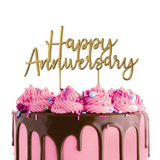 Cake Craft Gold Happy Anniversary Metal Cake Topper