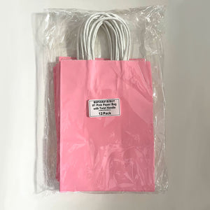 Pink Paper Bag with White Twist Handle #1 210x150x80mm 12/Pack