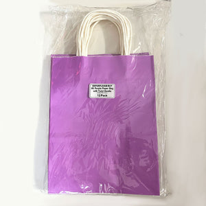 Purple Paper Bag with White Twist Handle #6 210x270x110mm 12/Pack