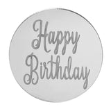 round silver mirror topper with Happy birthday