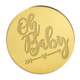 round gold mirror topper with oh baby