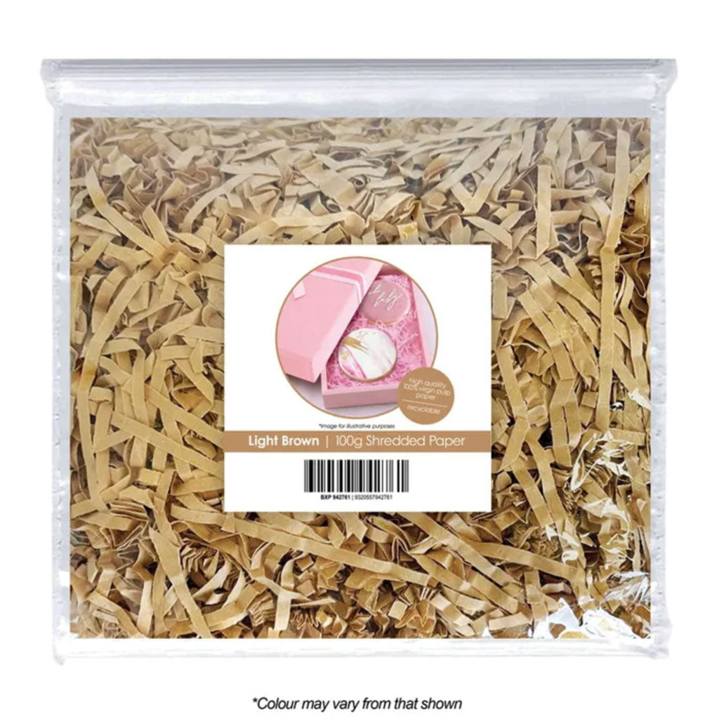 light brown shredded paper in packet 100g