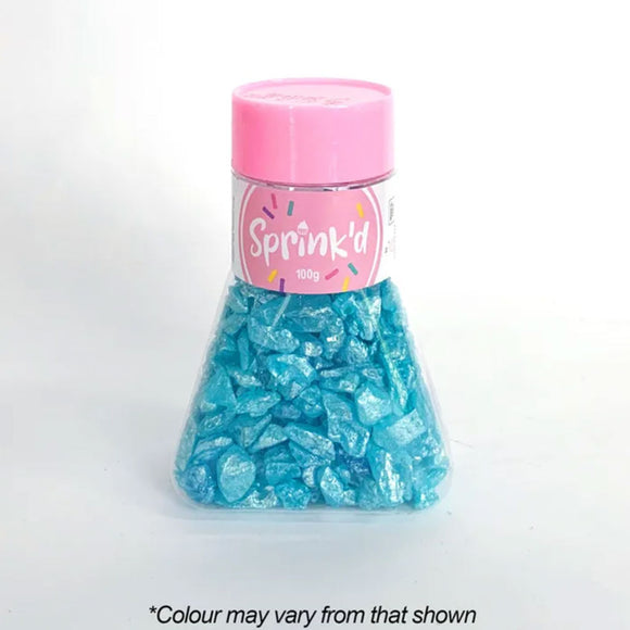 Sprink'd blue geode rock sprinkles in easy to use jar with pink lid