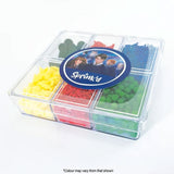 sprink'd Harry Potter themed bento sprinkle mix box on side angle with green, red, yellow, black & blue sprinkles
