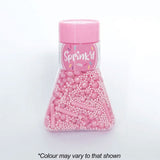 sprink'd matte pink sprinkle mix with matte and shiny pink sprinkle sugar balls and rods in a easy to use jar with pink lid