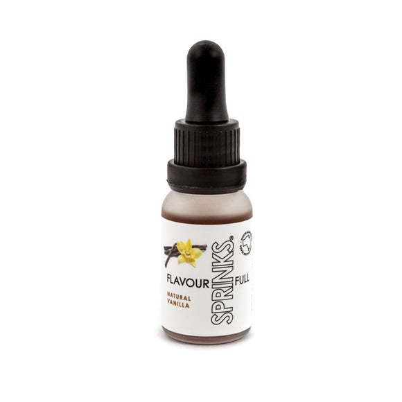 sprinks natural vanilla flavour in an easy to use glass bottle with dropper