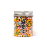 Sprinks Speckled Egg Sprinkle Mix in yellow, orange, pink, white blue and green colour mix in a easy to use wide mouth jar with screw top lid