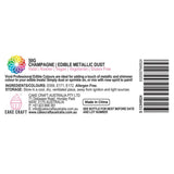 Vivid Champagne Edible Metallic Dust Information label